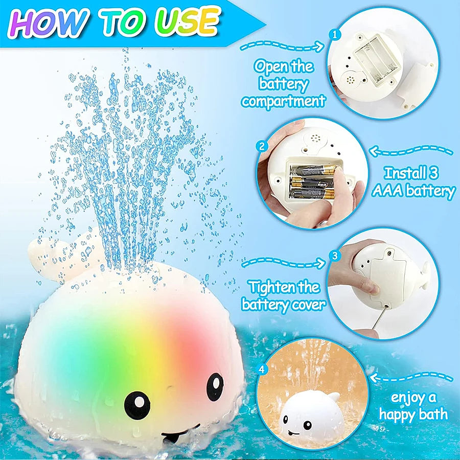 Baby Bath Toys, Toddler Bath Toys for Kids Ages 1-3, Light Up Whale Bath Toy Sprinkler, Pool Water Table Infant Baby Toys 6-12-1