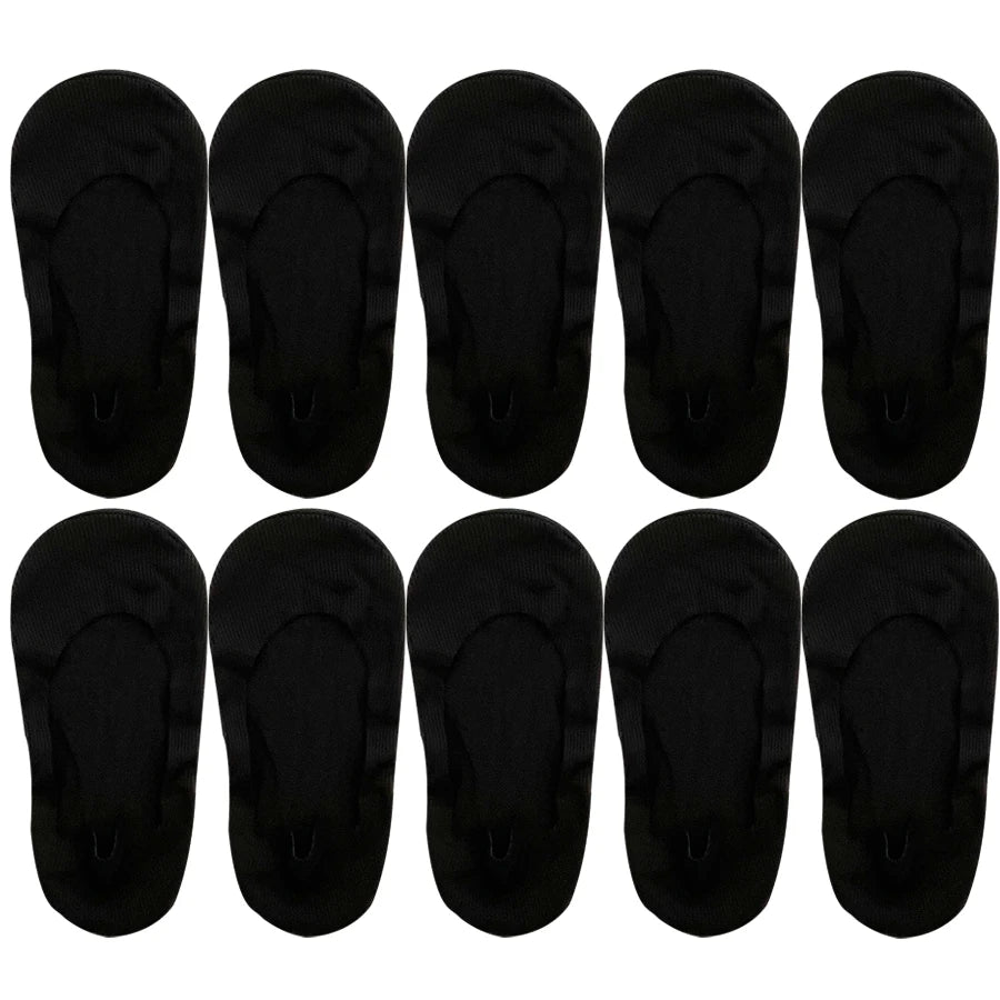 5 Pairs Socks Women's Summer Invisible Short Ankle Foot No-show Low Cut Silicone Non-slip Black Boat Socks