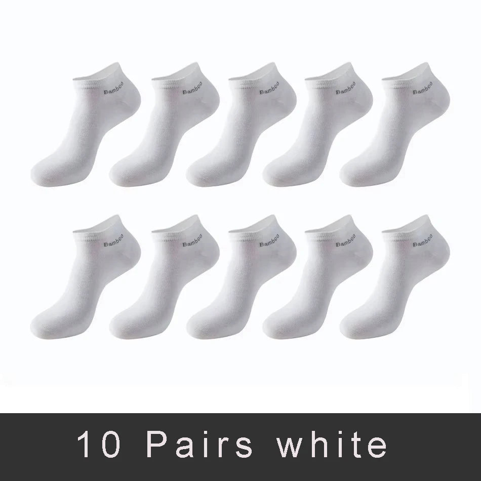 5/10/15 Pairs Men's Bamboo Fiber Socks Short High Quality New Casual Breatheable Anti-Bacterial Man Ankle Socks Men Size 38-45