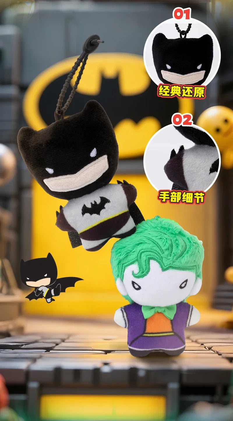 9cm Soft Plush Keychain DC Justice League Batman Superman Harley Quinn Joker Cute Cartoon Movie Dolls Creative Christmas Gifts