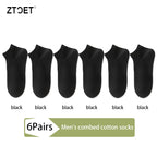 6Pairs High Quality Men Combed Cotton Socks Short Breathable Odor proof and antibacterial Business Spring Summer for Male sock