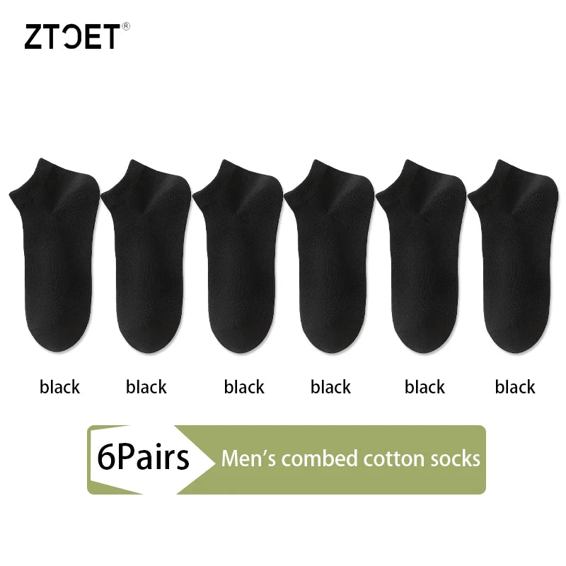 6Pairs High Quality Men Combed Cotton Socks Short Breathable Odor proof and antibacterial Business Spring Summer for Male sock