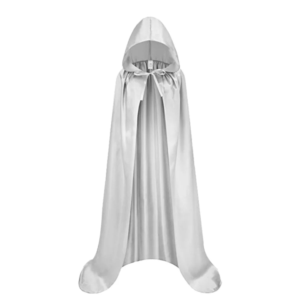 Halloween Cloak Soft Unisex Hooded Black Robe Witch Long Cape Cosplay Costume Prop Party Performance Supplies Holiday Decoration