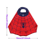 Cartoon Superhero Costume Set for Boys and Girls Halloween Dress Up Spider Cape and Mask with Wristband