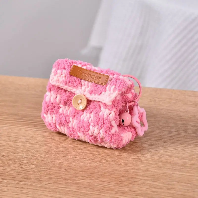Colorful Knitted Coin Bag Keychains Mini Crochet Bag Keyring Handmake Knitting Storage Bag Keychain Keys Holder Custom Accessory