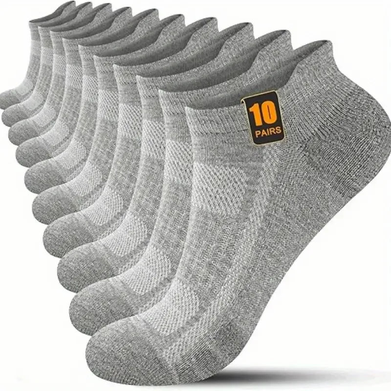 10/30 Pairs Men Women Low Cut Sports Socks Reinforced Wear-Resistant Sweat Absorbing, Breathable Mesh All Season Casual Socks
