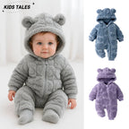 0-18Months Newborn Baby Romper Winter Thicken Flannel Warm Clothes Infant Boy Girl Oneies Pyjamas Heart-Shaped Hooded Jumpsuits