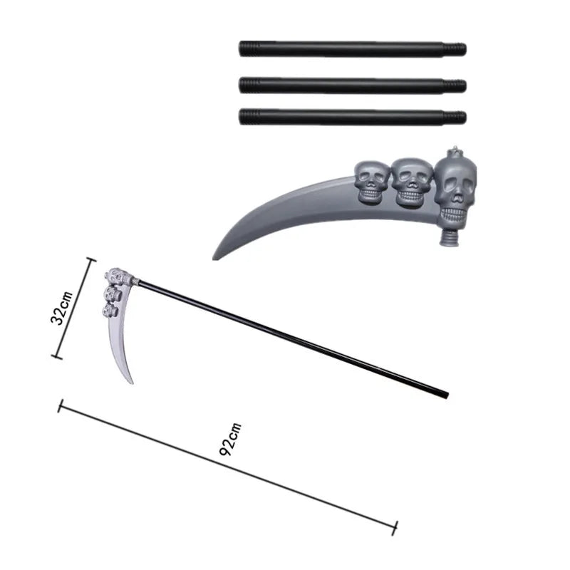 Scary Halloween Costumes for Kids - Red-eyed Reaper Robe with Hood and Scythe Easter Cape with Scythe and Glowing Glasses