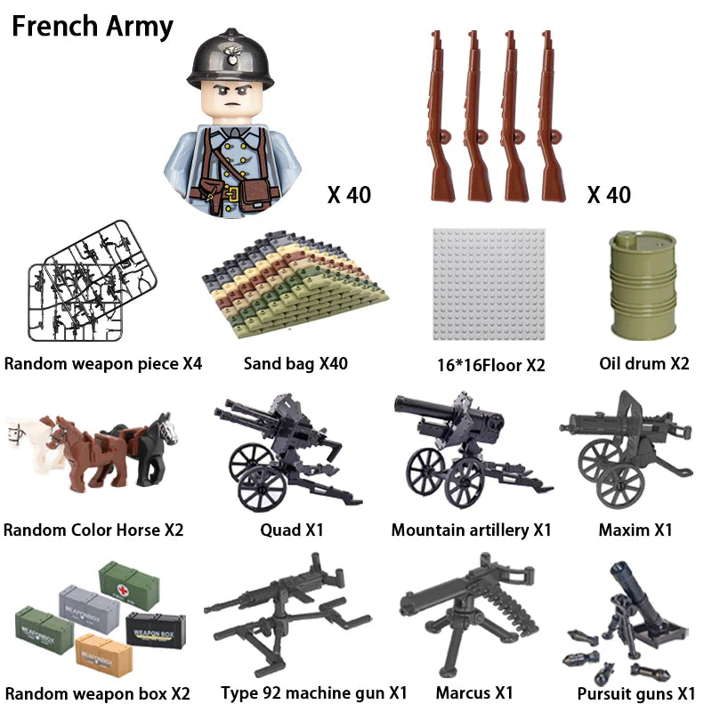 40/set World War II military building blocks National army soldier Character weapon assembly building block Children's toy gifts