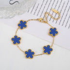 White Black Red Green Shell Five Leaf Flower Stainless Steel Ladies Bracelet Simple for Woman Party Birthday Jewelry Gift Clover