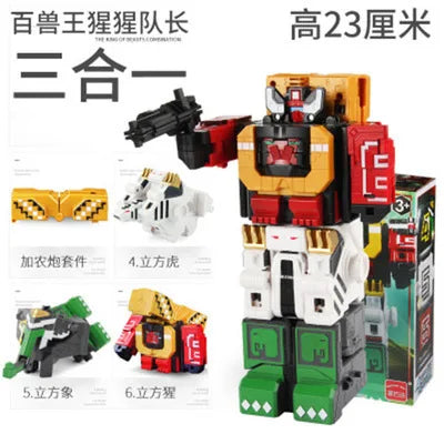 Power Assembling Educational Toys Math Cube Transformation Robot Digits Puzzle Ranger Animals boy toy for Kids