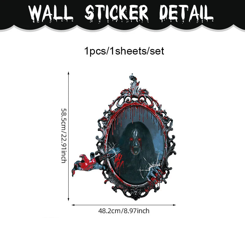 3D Floor Wall Stickers Scary Ghost Halloween Removable Interior Decoration Scary Atmosphere Bar Party Spooky Decoration Props