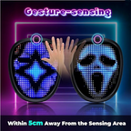 LED Mask with Gesture Sensing Children Electronic Light up Mask for Halloween Party Festival Performance Kids Luminous Mask