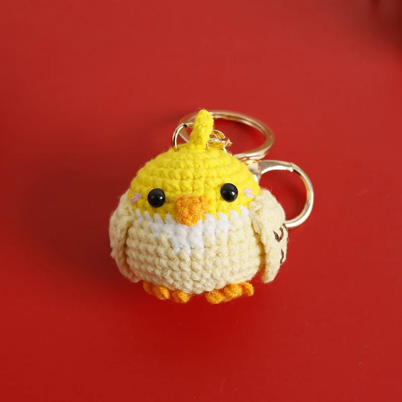 Cute Parrot Series Handmake Crochet Keychain Creative Small Bird Doll Keyring Gifts Knitted Parrot Keychain Custom Accessories