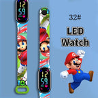 Mario Bros Digital Watch for Kids Waterproof Sport Wristband Luigi Princess Peach Yoshi Bowser Action Figures Children