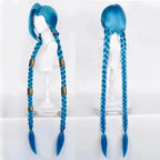 LOL Jinx Cosplay Wig Long Braided Blue The Loose Cannon Wig with Blue Braid Heat Resistant Synthetic Hair Anime Wigs