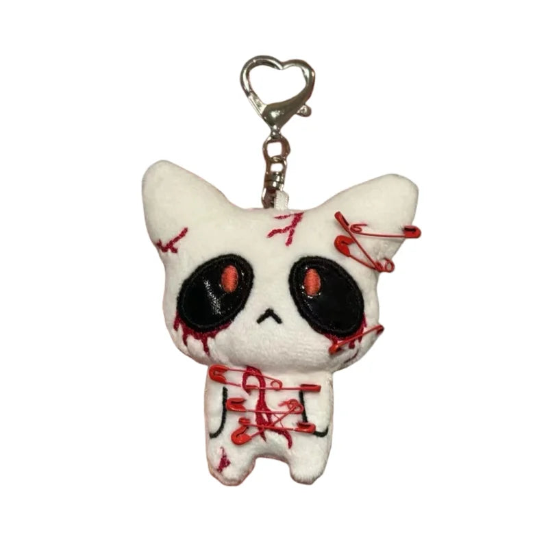 Halloween Horror Plush Keychain Creepy Bloody Monster Doll Goth Bag Charm Scary Accessories for Backpack Cosplay Party Decor