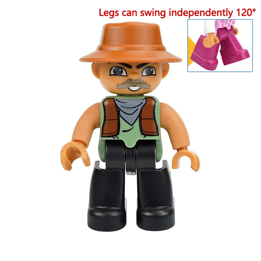 Big Size Figures Building Block Doll Family Farmer Pirate Worker Doctor Policemen Large Brick Compatible Build House Duploes Toy