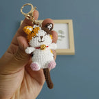 Handmaking Crochet Kitten Keyrings Cute Smiling Cat Doll Crochet Keychain Cartoon Kitten Series Knitting Doll Keychain Custom