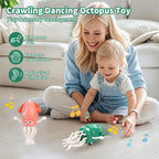 Electronic Dancing Squid Toys with Light&Music Funny Induction Lying Flat Squid Toddler Interactive Development Tummy Time Gifts