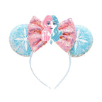 Frozen Elsa Mickey Mouse Ear Headband Sparkling Purple Bow Hair Hoops for Party Valentine Day Gift Holiday Hair Accessories