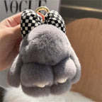 Plush Key Chains Bag Hanging Pendant Car Key Ring Mini Rabbit Hair Bow Bag Strap Cute Bunny Couple Keychain