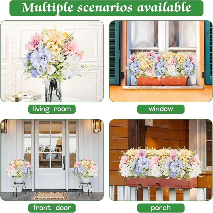 Artificial Rose Flowers Wedding Home Room Yard Decor Bridal Bouquet Garden Fake Silk Dahlia Hydrangeas Vase For Board Outdoors