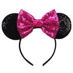 2026 Trip Mouse Ears Headband for Girls Women Sequin Castle 5"Bow Hairband Festival Party Cosplay DIY Hair Accessories