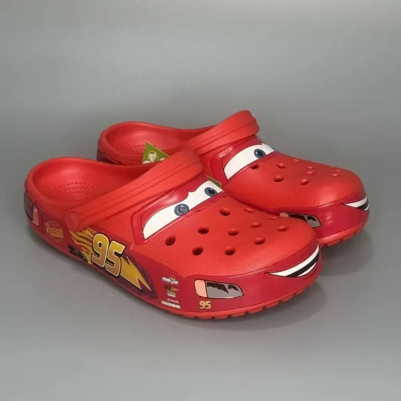 Lightning McQueen Hole Shoes Anime Cartoon Printing Kawaii Summer Travel Joker Portable Beach Cars Sandals Slippers Holiday Gift
