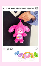Cute Carebears Plush Keychain Rabbit Hat Key chain Rainbow Bear Doll Schoolbag Doll Birthday Gift Room Decor