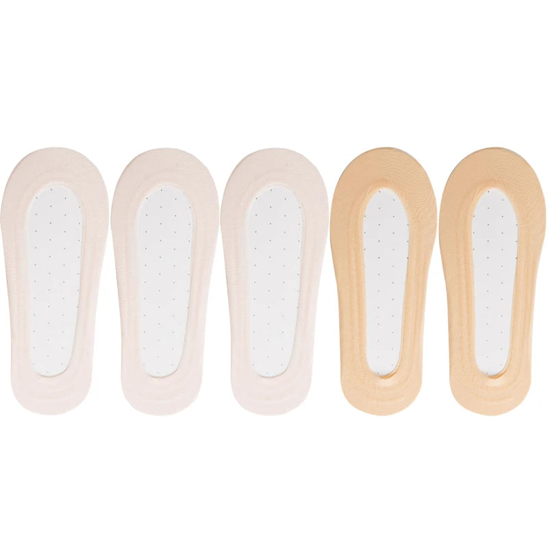 5 Pairs/Lot Socks Women's Ankle Short  No-Show Set Foot Cotton Female Invisible White Low Cut Summer Non-Slip Boat Sock