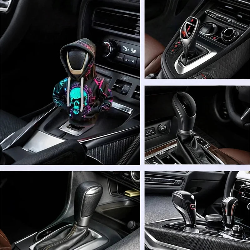 1PC Creative Hooded Shift Lever Cover - Sweat-Proof Soft Lining Easy Install Durable Multi-Color/Patterns Fits Most Cars