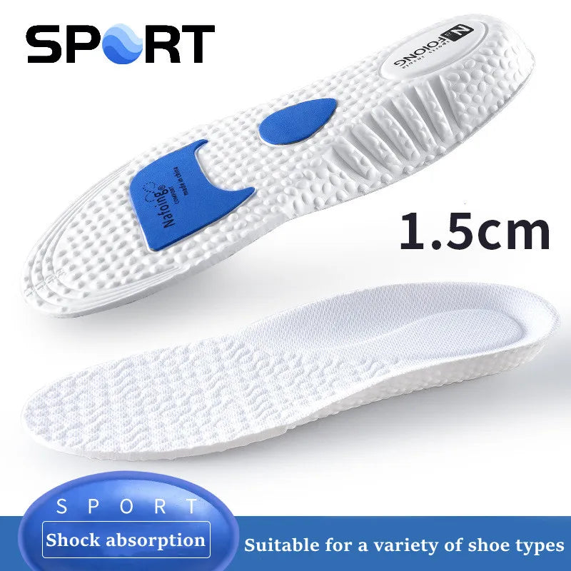 1Pair Height Increase Insoles for Feet PU Memory Foam Shoes Pad Breathable Orthopedic Heel Lift Insole for Sport Running Care