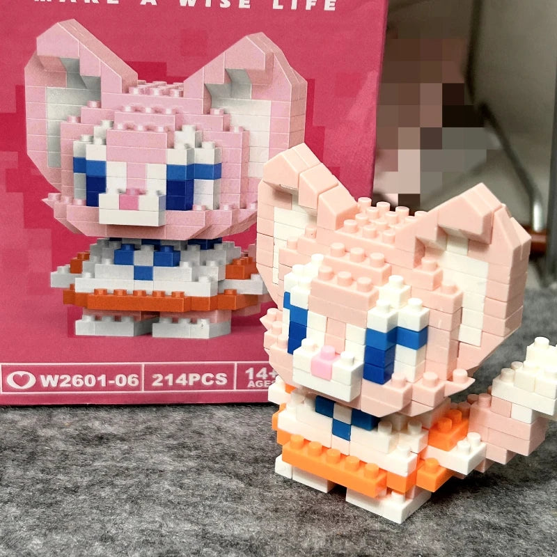 Disney 214 style Winnie LinaBell StellaLou Building Blocks Princess Cartoon Figrues Bricks Children's Assembly Toys Model Gift