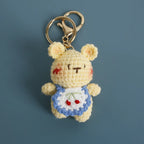 Cute Small Bear Doll Keychain For Couple Gifts Handmaking Crochet Cartoon Bear Keychain Knitting Animal Doll Custom Accessories