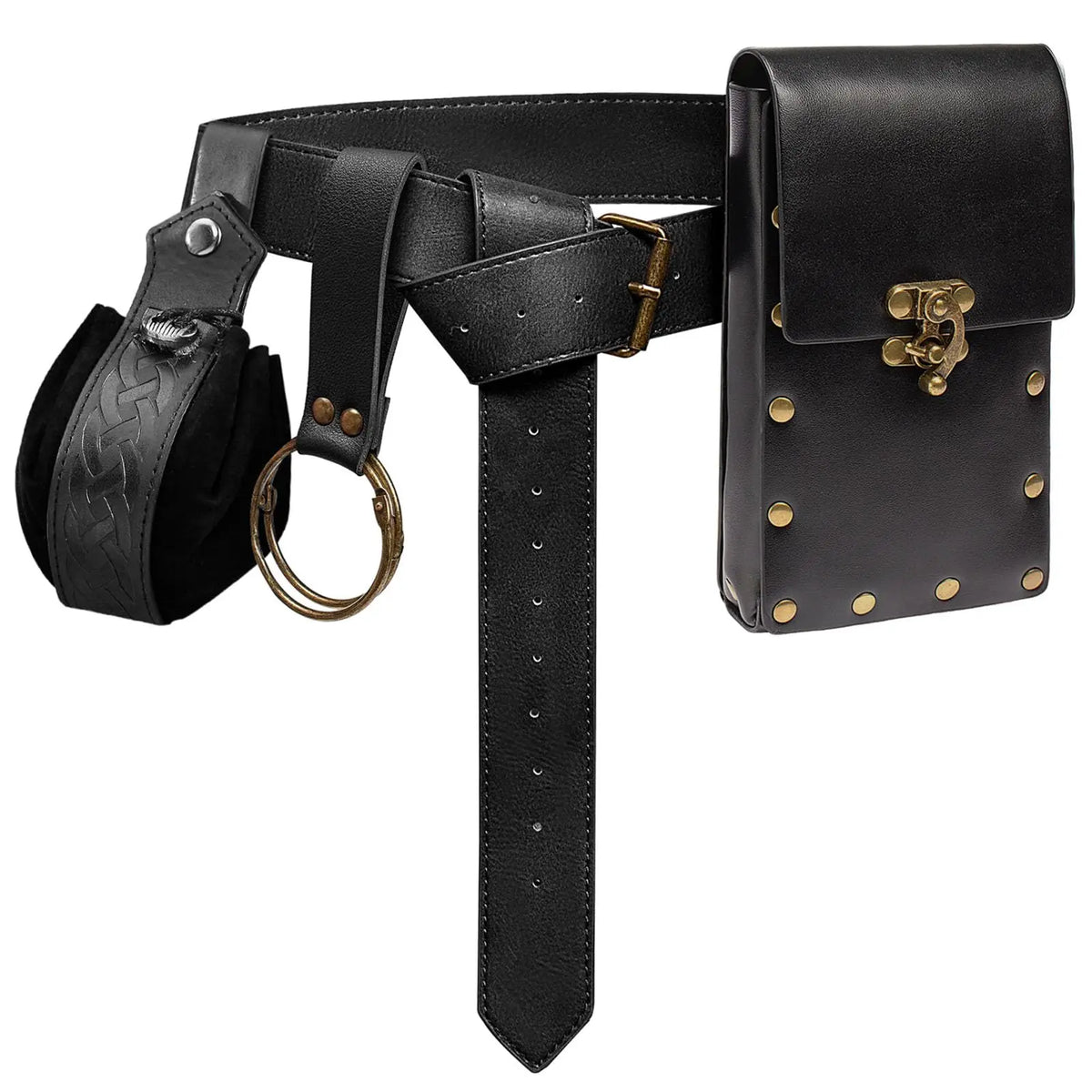 4PCS/1PCS MedievalCosplayLeather Belt Copper Coin Waist Bag Renaissance Dress Steam Belt Role Playing Halloween Belt Set Cosplay