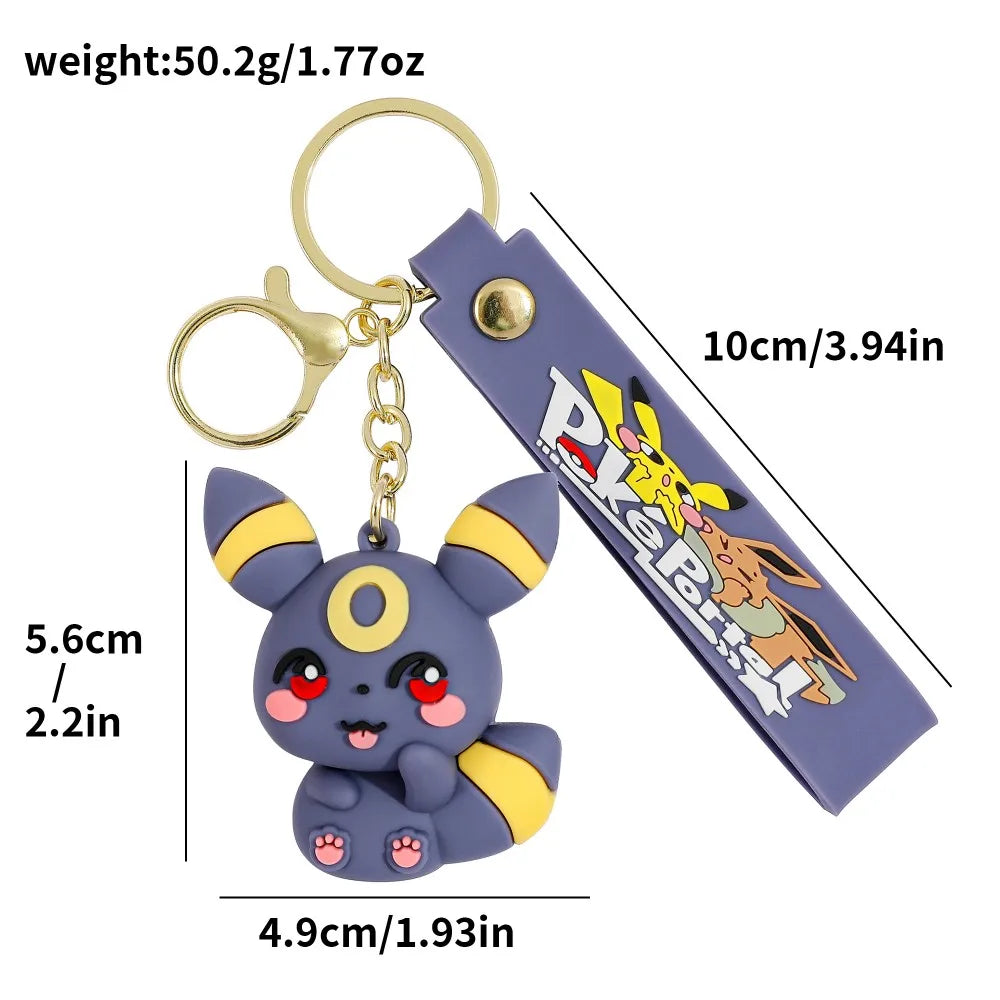 Eevee Keychain Evolution Set, Flareon Jolteon Vaporeon Plush Keychain, Pokémon Eeveelutions Key Ring for Fans