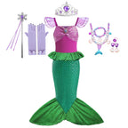 Ariel Little Mermaid Short Sleeve Tulle Dress for Girls Cosplay Princess Costume Carnival Birthday Party Outfit 2-8Y Vestido
