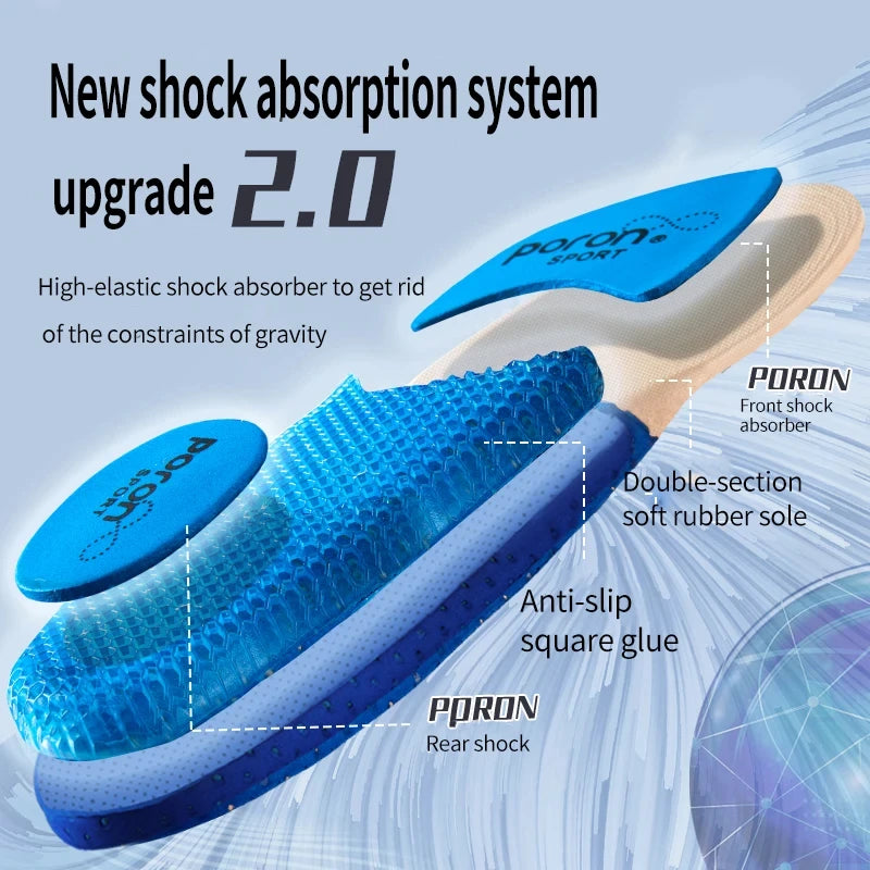 1Pair Sport Silicone Insoles for Shoes High Elastic Shock-absorbing Insole for Feet Arch Support Orthopedic Men Women Shoe Sole