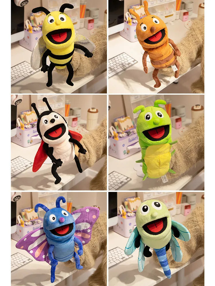 Insect Plush Hand Puppet Storytelling Bee Ladybird Butterfly Soft Stuffed Plush Toys Early Education Hand Finger Story Puppet