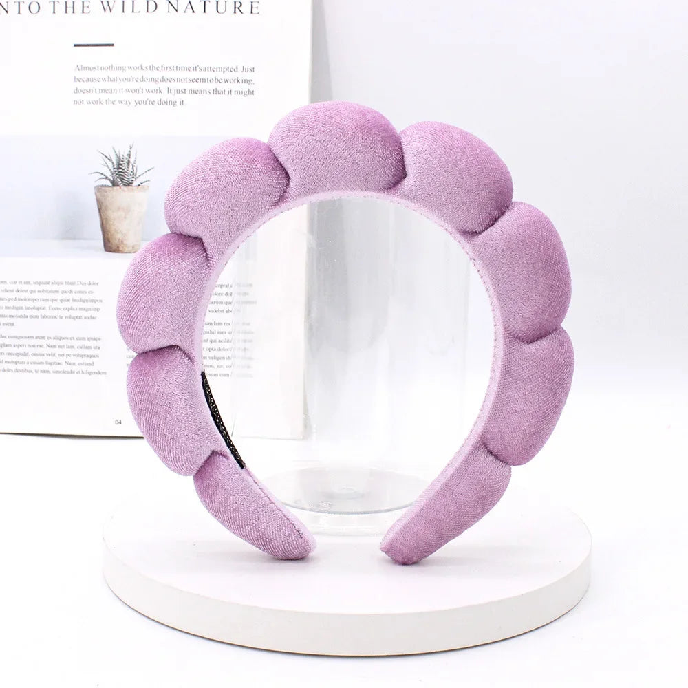Sponge Spa Headband Velvet Washing Face Wide Padded Headband Skin Care Makeup Removal Shower for Women Girls Hair Accessories