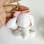 Cute Mushroom Rabbit Crochet Keychains Handmaking Crochet Cartoon Rabbit Doll Keyring For Bag Pendant Knitted Animal Doll Custom