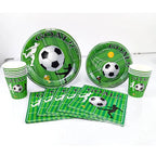 Soccer Theme Disposable Tableware Set Paper Plates Cups Napkins Tablecloth Boys Sports Football Birthday Party Decor Supplies