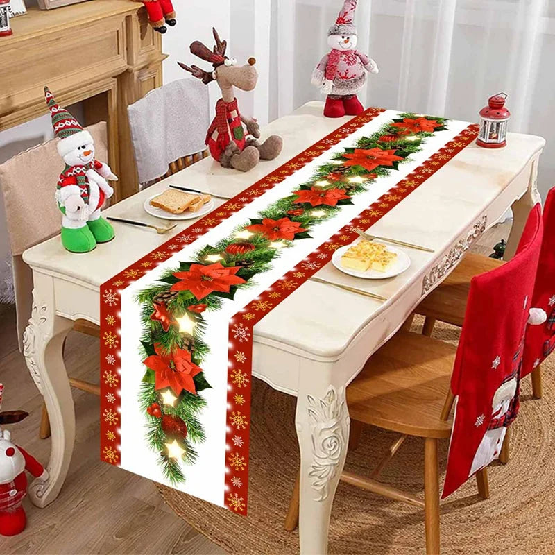 Santa Claus Christmas Table Runner Christmas Decorations For Home 2025 Xmas Table Flag Navidad Noel Gifts New Year Tablecloth