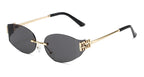 Rimless Oval Sunglasses Women UV400 Oversized Gradient Black Lenses Metal Frame Punk Decorative Glasses Men Goggles Female