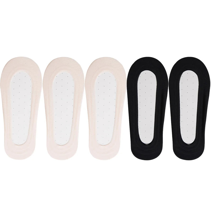 5 Pairs/Lot Socks Women's Ankle Short  No-Show Set Foot Cotton Female Invisible White Low Cut Summer Non-Slip Boat Sock