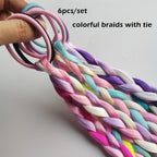 6pcs Kids Ponytail Hair Extensions Rainbow Color Hairpieces with for Kids Girls - Great for Gifts, Holidays