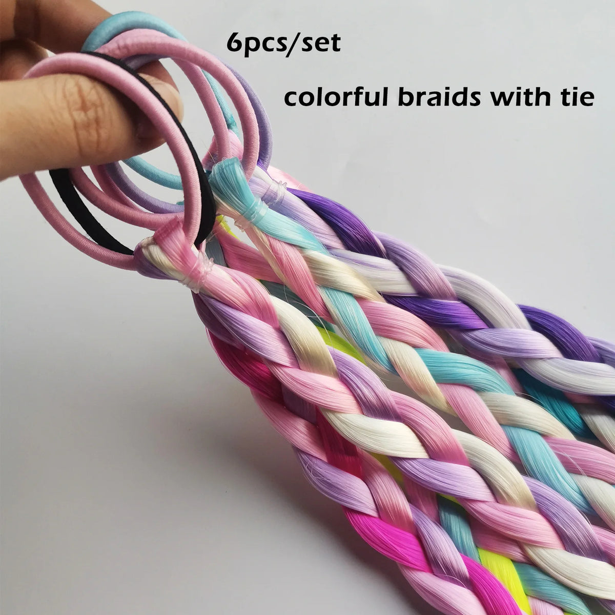 6pcs Kids Ponytail Hair Extensions Rainbow Color Hairpieces with for Kids Girls - Great for Gifts, Holidays