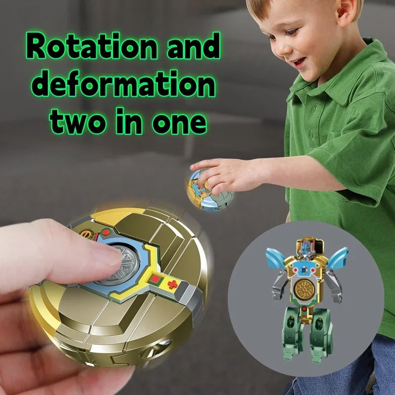 New creative decompression  drop resistant fingertip Rotational gyroscope mechanical deformation robot children's toy Boy Gift