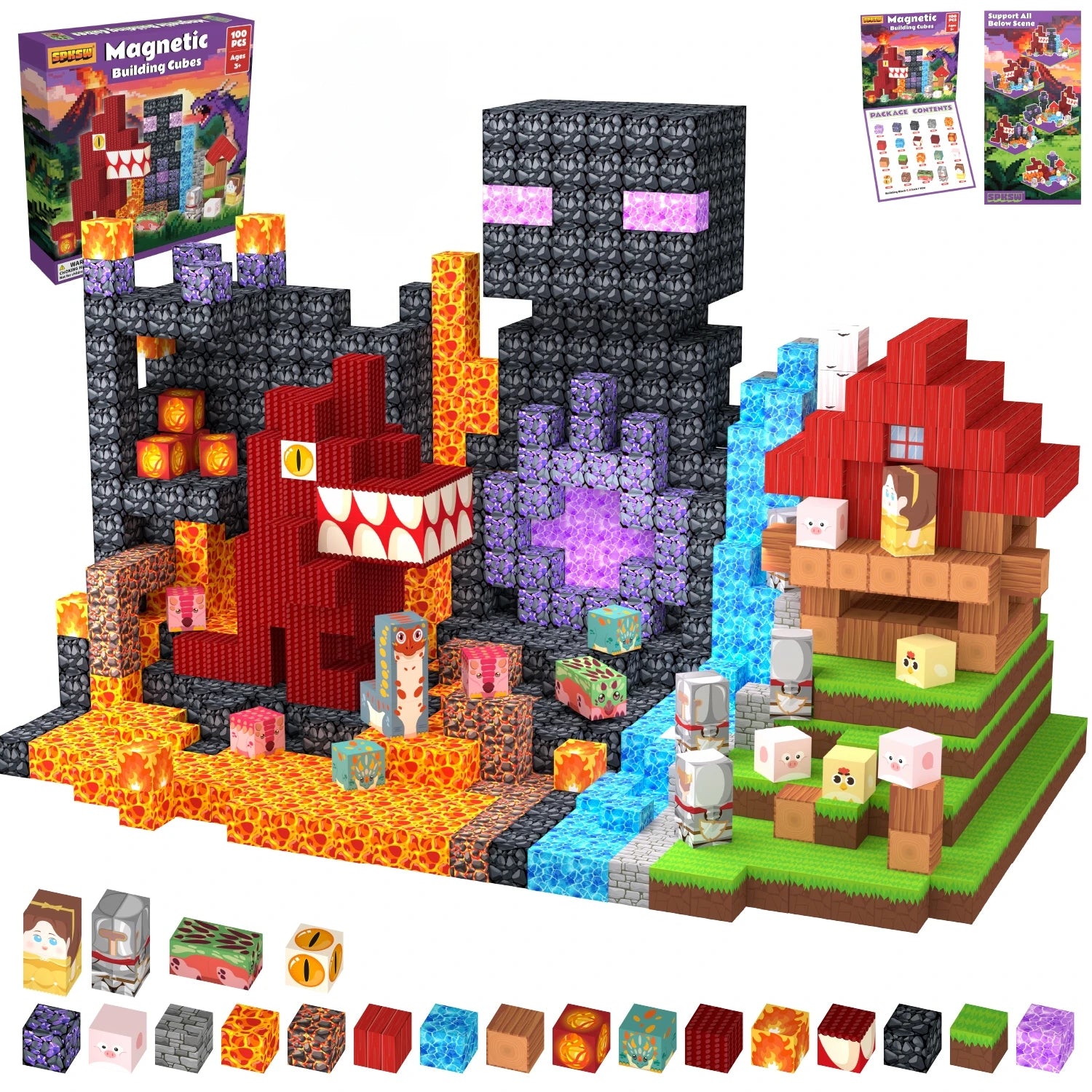 FUNXINEE Dinosaur Theme Park NEW Magnetic Blocks, 3D DIY Dinosaur Model, STEM Construction Toy, Creative Birthday Gift For Kids